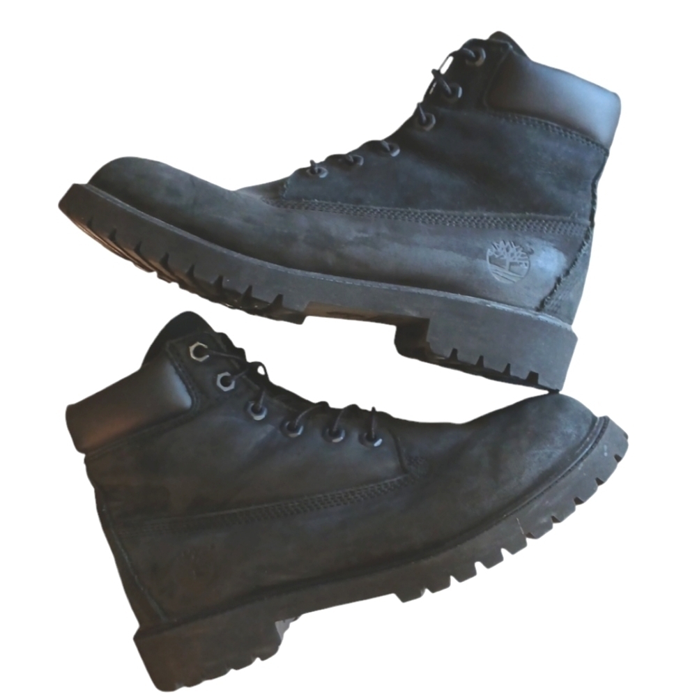 Timberland Black Nubuck Leather Boots Women's Size 6 Black Combat Boots